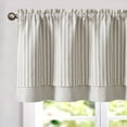 thumbnail image 1 of Curtainking Stripe Blackout Kitchen Valance 50x18 inch Double Layer Farmhouse Window Valance for Kitchen 1 Panel Grey on Beige, 1 of 7