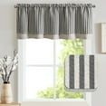 thumbnail image 1 of Curtainking Stripe Rod Pocket Blackout Kitchen Valance 50x18 inch Double Layer Window Valance for Kitchen 1 Panel Black on Beige, 1 of 7