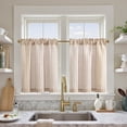 thumbnail image 1 of Curtainking Striped Kitchen Curtain Linen Cafe Curtains Semi-Sheer Rustic Farmhouse Tier Curtains 24 inch Rod Pocket 2 Panels Tan on Beige, 1 of 10