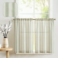 thumbnail image 1 of Curtainking Striped Kitchen Curtains Linen Cafe Curtains Semi-Sheer Farmhouse Tier Curtains 26x24 inch 2 Panels Short Curtains Green on Beige, 1 of 8