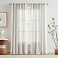 thumbnail image 1 of Curtainking Striped Linen Curtains 96 Inch Gray Farmhouse Rustic Curtains for Living Room Semi Sheer Back Tab Light Filtering Coastal Drapes for Bedroom Window Curtain 2 Panels, 1 of 9