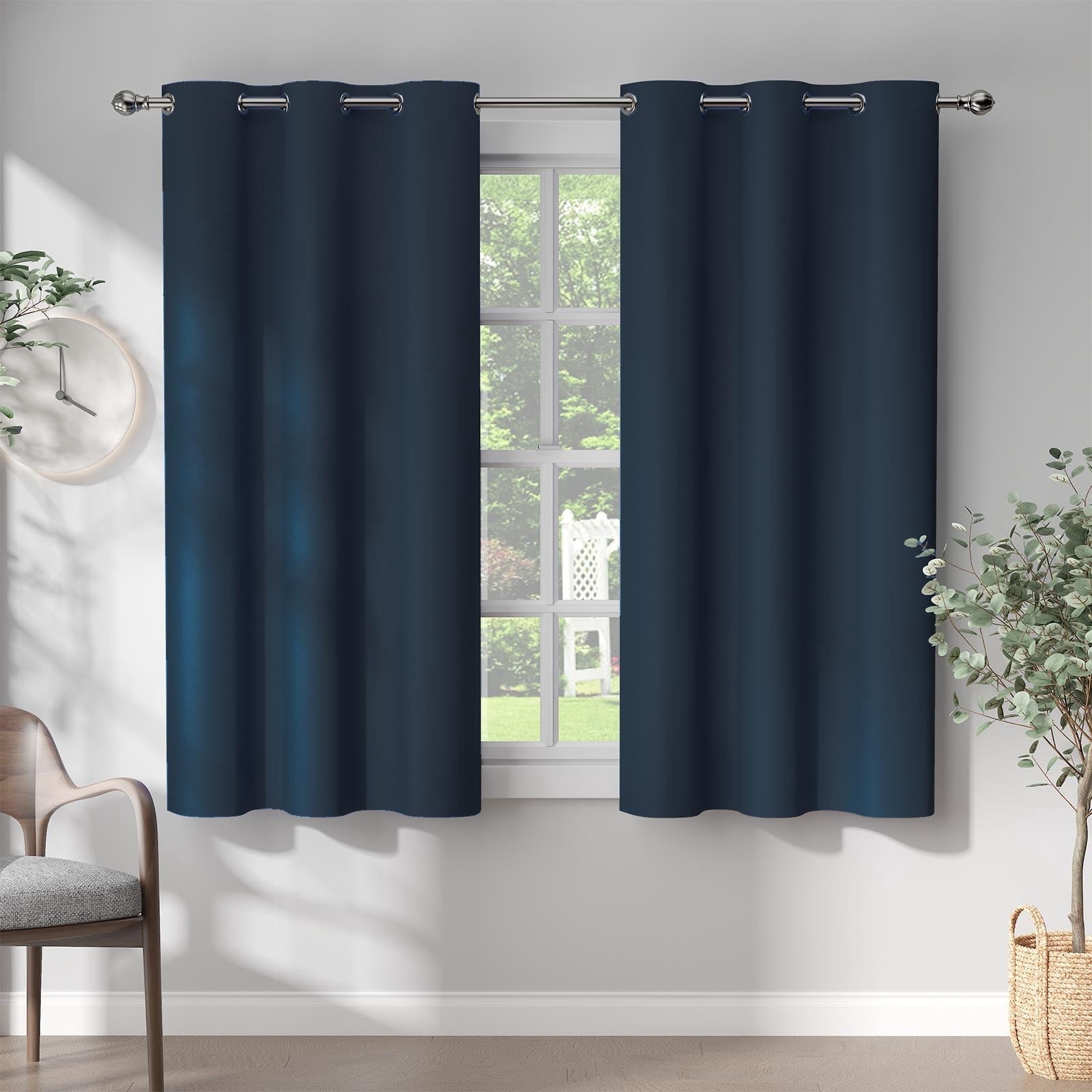 Curtainking Thermal Insulated Blackout Curtains Grommet Curtains for Bedroom 2 Panels, 40x54 inch, Navy Blue