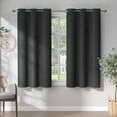 thumbnail image 1 of Curtainking Thermal Insulated Blackout Curtains Grommet Room Darkening Curtains for Living Room 40x63 inch, Black, 2 Panels, 1 of 7