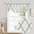 thumbnail image 1 of Curtainking Tie Top Rod Pocket Valance Curtain Farmhouse Moroccan Tile Print Flax Linen Curtains 50x18 inch 1 Panel Sage on Beige, 1 of 6