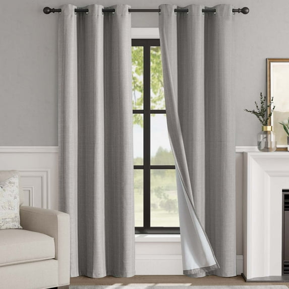 Curtainking Total Blackout Curtains 38x84 inch Grommet Curtains for Living Room, Grey, 2 Panels