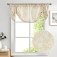 thumbnail image 1 of Curtainking Valance Curtain 50x20 inch Linen Floral Farmhouse Rod Pocket Kitchen Curtain for Bathroom Tie Up Cafe Curtain 1 Panel Taupe on Beige, 1 of 9
