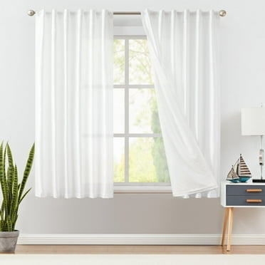 Curtainking White Living Room Curtains Faux Silk 63 Inch Dupioni Curtains Light Filtering Curtains Rod Pocket Set 2 Panels