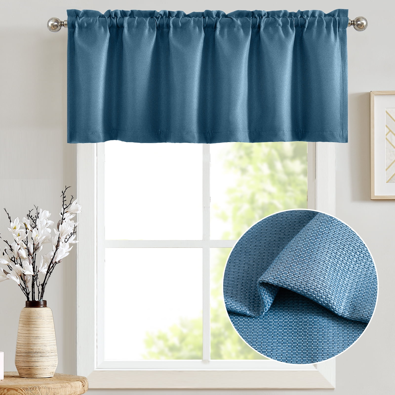 Curtainking Window Valance Basket Weave Textured Kitchen Valance for ...