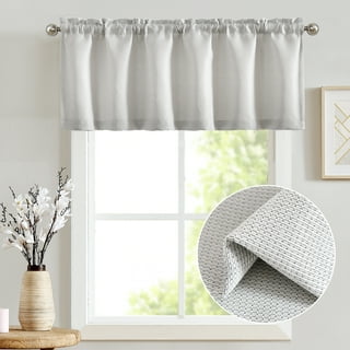 Yesfashion Small Striped Sheer Curtains, Short Texture Window Voile Curtain  Semi Voile Drapes for Kitchen Bathroom 