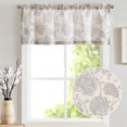 thumbnail image 1 of Curtainking Window Valance W50 x L18 Linen Textured Floral Printed Small Valances for Windows 1 Panel Gray on Beige, 1 of 7