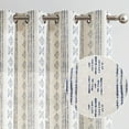 thumbnail image 1 of Curtainking Linen Blend Curtains Blue Geometric Striped Light Filtering Farmhouse Grommet Curtains for Living Room 63in Pack of 2, 1 of 8