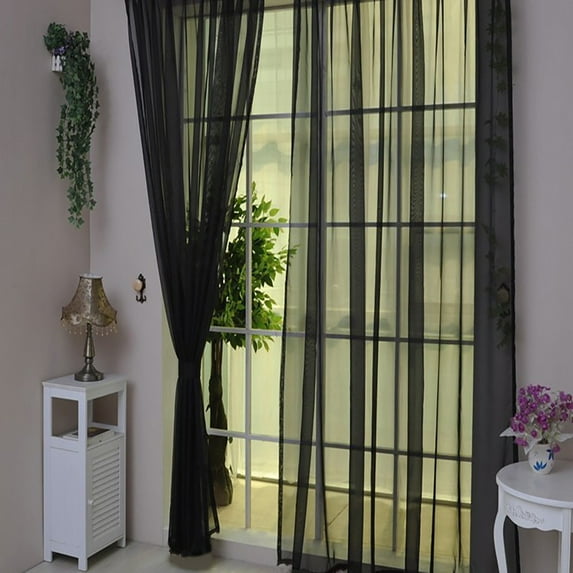 Curtains 1 PCS Pure Color Tulle Door Window Curtain Drape Panel Sheer Scarf Valances Decorations For Home Blackout Decor Bedroom Drapes