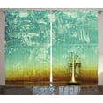 thumbnail image 1 of Ambesonne Music Curtains 2 Panel Set, Old Worn Trumpet Grungy, 108" x 84", Sea Green Brown, 1 of 3