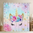 thumbnail image 1 of Curtains 42x63 inch Flower Unicorn 30%-50% Blackout Curtains 30-50%,Cartoon Unicorn Curtains Drapes,Galaxy Stars Floral Window Curtains 2 Panels for Living Room, 1 of 6