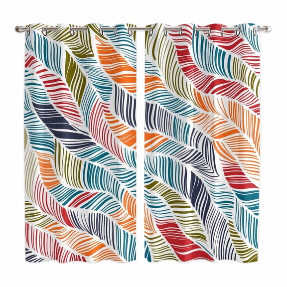 Curtains 63 Inch Length 2 Panels, Abstract Beach Grommets Window Treatment Curtain, Summer Colorful Coastal Ocean Sea Wave Thermal Curtains Drapes for Living Room/Bathroom