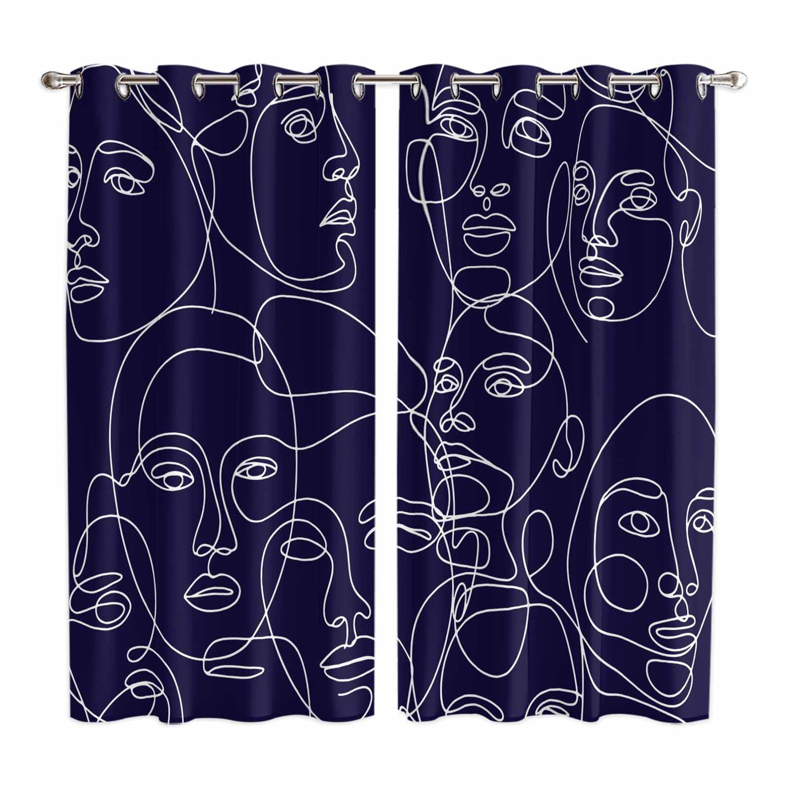 Curtains 63 Inch Length 2 Panels, Abstract Style Grommets Window ...