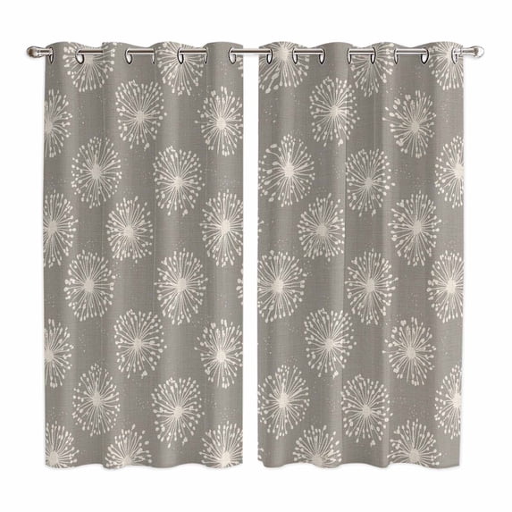 Curtains 63 Inch Length 2 Panels, Beige Gray Dandelion Grommets Window Treatment Curtain, Farmhouse Botanical Blossom Thermal Curtains Drapes for Living Room/Bathroom