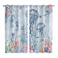 thumbnail image 1 of Curtains 63 Inch Length 2 Panels, Blue Jellyfish Coastal Grommets Window Treatment Curtain, Beach Nautical Ocean Coral Seahorse Thermal Curtains Drapes for Living Room/Bathroom, 1 of 9