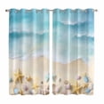 thumbnail image 1 of Curtains 63 Inch Length 2 Panels, Blue Waves Grommets Window Treatment Curtain, Summer Beach Starfish Coastal Nautical Ocean Thermal Curtains Drapes for Living Room/Bathroom, 1 of 9