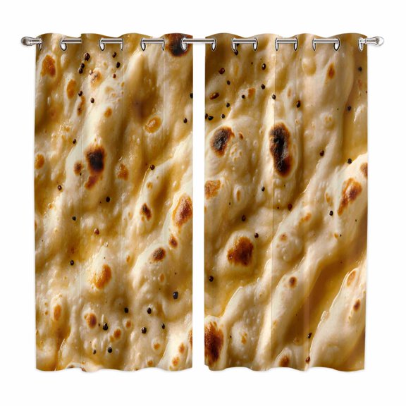 Curtains 63 Inch Length 2 Panels, Bread Grommets Window Treatment Curtain, Farmhouse Brown Chic Abstract Food Texture Thermal Curtains Drapes for Living Room/Bathroom