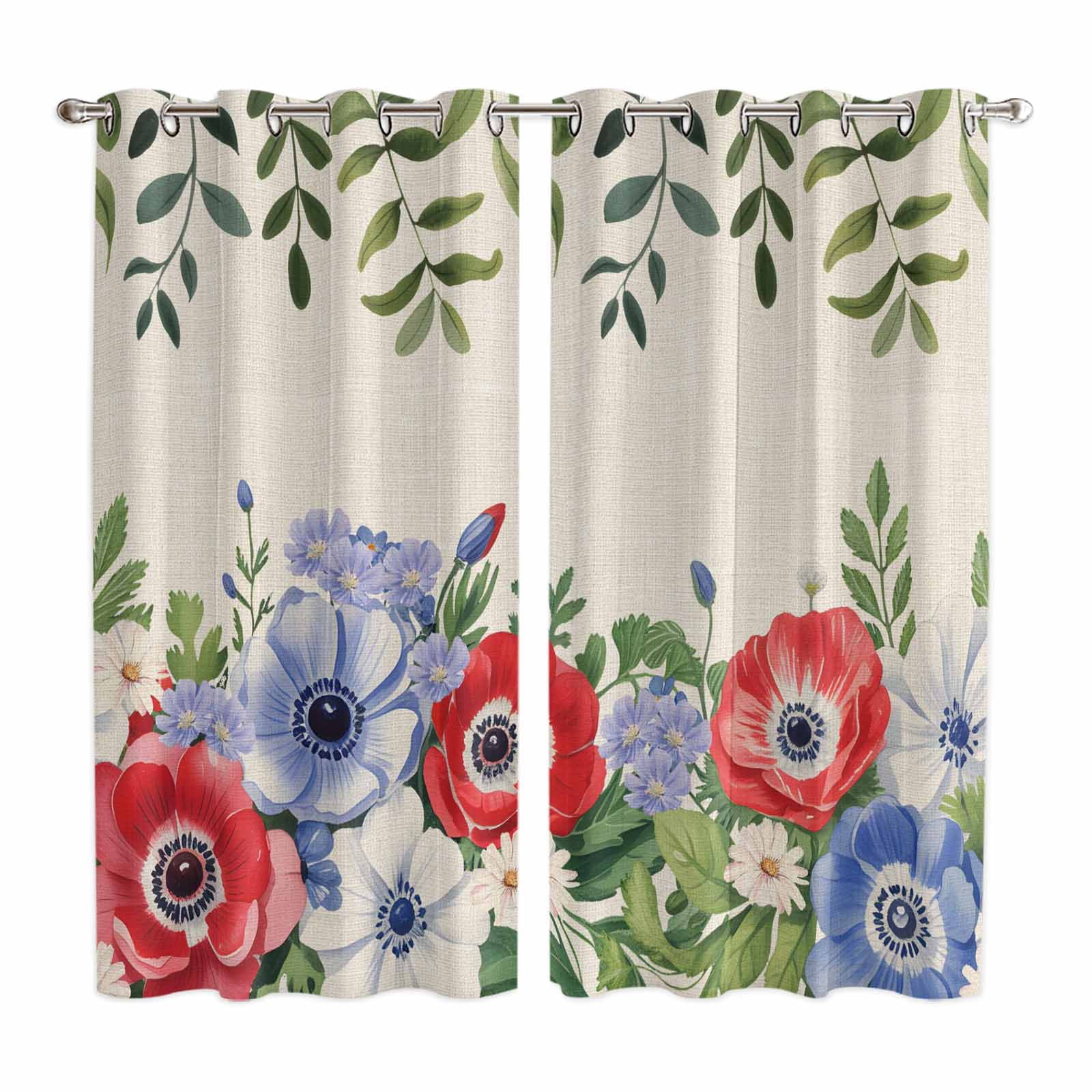 Curtains 63 Inch Length 2 Panels, Independence Day Grommets Window ...