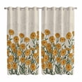 thumbnail image 1 of Curtains 63 Inch Length 2 Panels, Orange Flower Grommets Window Treatment Curtain, Daisy Leaf Floral Background Simple Thermal Curtains Drapes for Living Room/Bathroom, 1 of 9