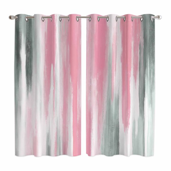 Curtains 63 Inch Length 2 Panels, Pink Gray Grommets Window Treatment Curtain, Contemporary Abstract Gradient Aesthetic Thermal Curtains Drapes for Living Room/Bathroom