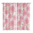 thumbnail image 1 of Curtains 63 Inch Length 2 Panels, Pink Roses Grommets Window Treatment Curtain, Retro Flower Floral Botanicall Plant Leaf Thermal Curtains Drapes for Living Room/Bathroom, 1 of 9