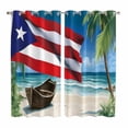 thumbnail image 1 of Curtains 63 Inch Length 2 Panels, Puerto Rico Flag Sea Grommets Window Treatment Curtain, Beach Palm Trees Boat Nautical Thermal Curtains Drapes for Living Room/Bathroom, 1 of 9