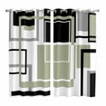 thumbnail image 1 of Curtains 63 Inch Length 2 Panels, Sage Green Geometric Grommets Window Treatment Curtain, Black Gray Abstract Striped Art Thermal Curtains Drapes for Living Room/Bathroom, 1 of 9