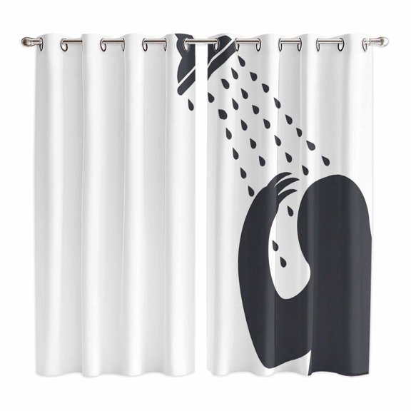 Curtains 63 Inch Length 2 Panels, Sloths Showering Grommets Window Treatment Curtain, Modern Abstract Art Funny Animals Thermal Curtains Drapes for Living Room/Bathroom