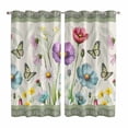 thumbnail image 1 of Curtains 63 Inch Length 2 Panels, Spring Flowers Grommets Window Treatment Curtain, Retro Boho Botanical Florals Butterfly Thermal Curtains Drapes for Living Room/Bathroom, 1 of 9