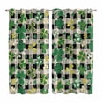 thumbnail image 1 of Curtains 63 Inch Length 2 Panels, St Patrick's Day Grommets Window Treatment Curtain, Lucky Shamrocks Farmhouse Retro Check Thermal Curtains Drapes for Living Room/Bathroom, 1 of 9