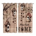 thumbnail image 1 of Curtains 63 Inch Length 2 Panels, Sweet Home Grommets Window Treatment Curtain, Western Stars Bird Houses Brown Wooden Grain Thermal Curtains Drapes for Living Room/Bathroom, 1 of 9