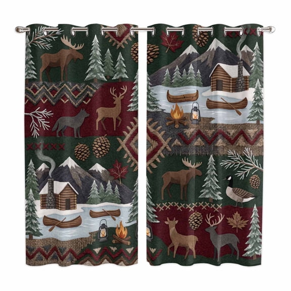 Curtains 63 Inch Length 2 Panels, Western Boho Grommets Window Treatment Curtain, Farmhouse Country Rustic Chic Wild Nature Cabin Deer Thermal Curtains Drapes for Living Room/Bathroom