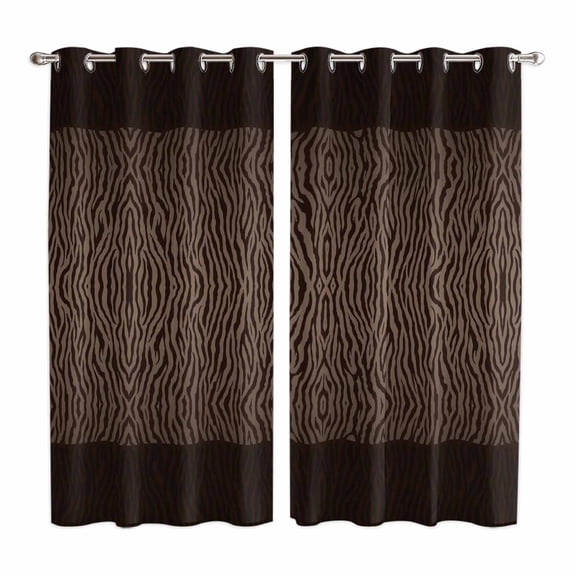 Curtains 63 Inch Length 2 Panels, Zebras Print Grommets Window Treatment Curtain, Abstract Animal Skin Texture Brown Thermal Curtains Drapes for Living Room/Bathroom