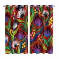 thumbnail image 1 of Curtains 84 Inches Long 2 Panels, Abstract Flowers Grommets Window Treatment Curtain, Spring Botanical Floral Leaf Plant Red Thermal Curtains Drapes for Living Room/Bathroom, 1 of 9