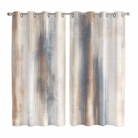 Curtains 84 Inches Long 2 Panels, Beige Gray Grommets Window Treatment Curtain, Abstract Grunge Mottled Neutral Texture Thermal Curtains Drapes for Living Room/Bathroom