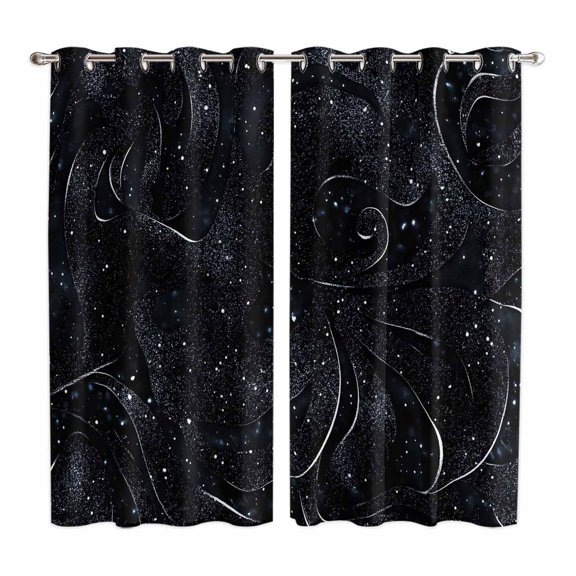 Curtains 84 Inches Long 2 Panels, Black Grommets Window Treatment Curtain, Modern Abstract Dot Starry Night Aesthetics Thermal Curtains Drapes for Living Room/Bathroom