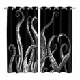 thumbnail image 1 of Curtains 84 Inches Long 2 Panels, Black Octopus Coastal Grommets Window Treatment Curtain, Nautical Ocean Modern Abstract Art Thermal Curtains Drapes for Living Room/Bathroom, 1 of 9