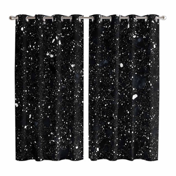 Curtains 84 Inches Long 2 Panels, Black Star Sky Grommets Window Treatment Curtain, Modern Country Simple Abstract Pattern Thermal Curtains Drapes for Living Room/Bathroom