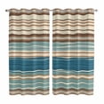 thumbnail image 1 of Curtains 84 Inches Long 2 Panels, Blue Brown Beige Grommets Window Treatment Curtain, Boho Farmhouse Country Abstract Striped Thermal Curtains Drapes for Living Room/Bathroom, 1 of 9