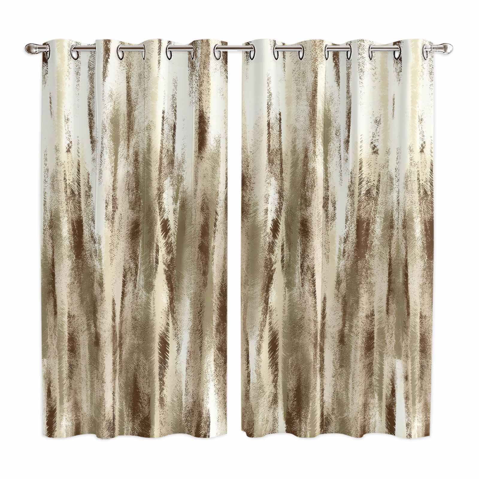 Curtains 84 Inches Long 2 Panels, Brown Beige Vintage Grommets Window ...
