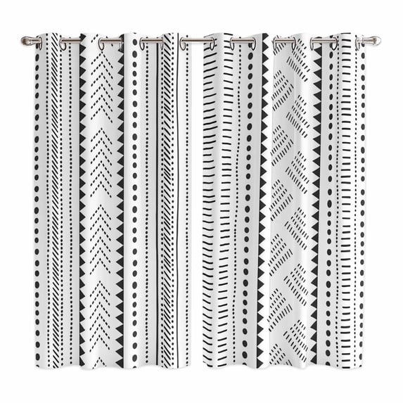 Curtains 84 Inches Long 2 Panels, Farmhouse Boho Grommets Window Treatment Curtain, Vintage Abstract Geometric Striped Thermal Curtains Drapes for Living Room/Bathroom