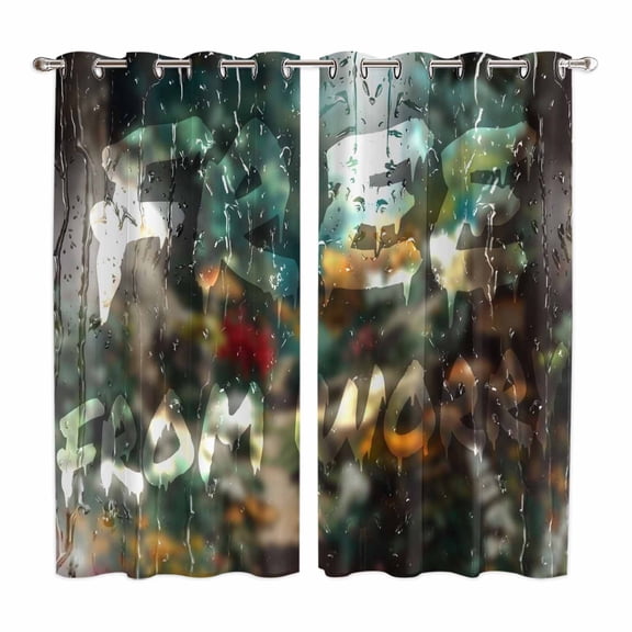 Curtains 84 Inches Long 2 Panels, Funny Grommets Window Treatment Curtain, Modern Abstract Glass Chic Rains Thermal Curtains Drapes for Living Room/Bathroom