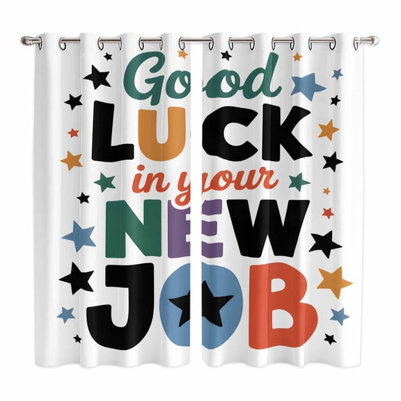 Curtains 84 Inches Long 2 Panels, Funny Words Grommets Window Treatment Curtain, Cartoon Colorful New Job Star Thermal Curtains Drapes for Living Room/Bathroom