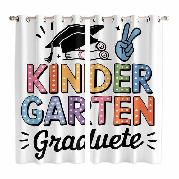 Curtains 84 Inches Long 2 Panels, Graduation Hat Grommets Window Treatment Curtain, Funny Words Colorful Modern Art Thermal Curtains Drapes for Living Room/Bathroom
