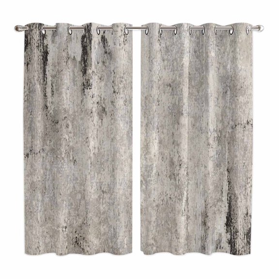 Curtains 84 Inches Long 2 Panels, Gray Brown Grommets Window Treatment Curtain, Vintage Shabby Texture Making Old Thermal Curtains Drapes for Living Room/Bathroom