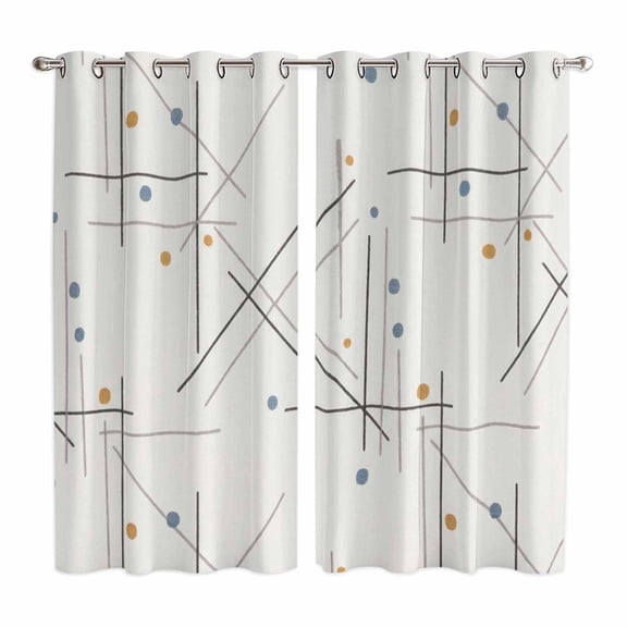Curtains 84 Inches Long 2 Panels, Modern Geometric Grommets Window Treatment Curtain, Minimalist Lines Polka Dots Abstract Beige Thermal Curtains Drapes for Living Room/Bathroom