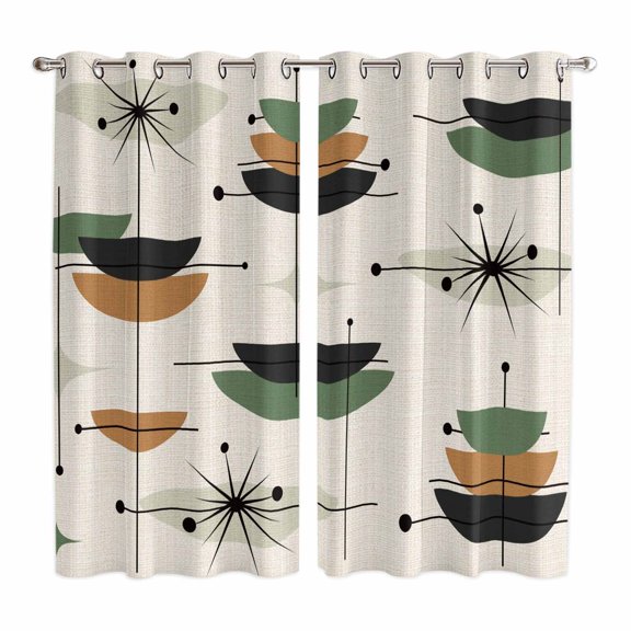 Curtains 84 Inches Long 2 Panels, Navy Bohemian Grommets Window Treatment Curtain, Geometric Abstract Stripes Vintage Beige Thermal Curtains Drapes for Living Room/Bathroom